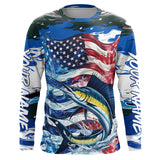 Maxcorners Sailfish Fishing Custom Long Sleeve Fishing Shirts, American Flag Patriotic Sailfish Fishing Shirt MT2108