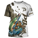 Maxcorners Grass Lake Camo Custom Pike Fishing Long Sleeve Shirts, Pike Tournament Fishing Shirt MT2108