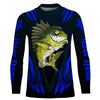 Maxcorners Angry Bass Fishing Custom Long sleeve Fishing Shirts, Bass fish reaper fishing jerseys | blue LM0201