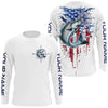 Maxcorners American Flag Striped Bass Fishing Custom Long Sleeve Shirts, Patriotic Saltwater Fishing Shirt LM0501