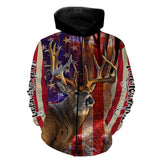 Maxcorners Custom Name American Flag Deer Hunting 3D All Over Printed Clothes