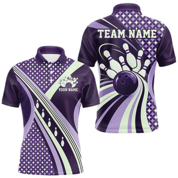 Maxcorners Custom Purple Classic Retro Matching Bowling Team League Shirt, Bowling Men Polo Shirt LM0410