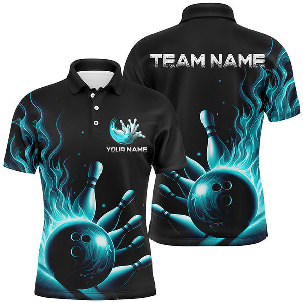 Maxcorners Red Flame Bowling Customized Name And Team Name 3D Shirt