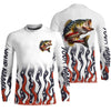 Maxcorners Personalized American Flag Bass Long Sleeve Fishing Shirts, Patriotic Bass Fishing Gift LM0501