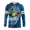 Maxcorners Custom Bass Fishing Long Sleeve Fishing Shirts, Fishing Rod Bass Fishing Camo Fishing Jerseys LM0201