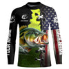 Maxcorners Personalized American Flag Bass Fishing Shirts, Patriotic Bass Tournament Fishing Shirts LM0201