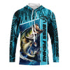 Maxcorners Custom Teal Blue Camo Bass Long Sleeve Tournament Fishing Shirts, Bass Fishing Jerseys LM0201