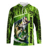 Maxcorners Custom Green Camo Bass Long Sleeve Tournament Fishing Shirts, Bass Fishing Jerseys LM0201