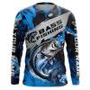 Maxcorners Personalized Bass Fishing Jerseys, Bass Long Sleeve Tournament Fishing Shirts For Men | Blue Camo LM0201