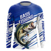 Maxcorners Personalized Bass Fishing Jerseys, Bass Long Sleeve Tournament Fishing Shirts | Blue LM0201