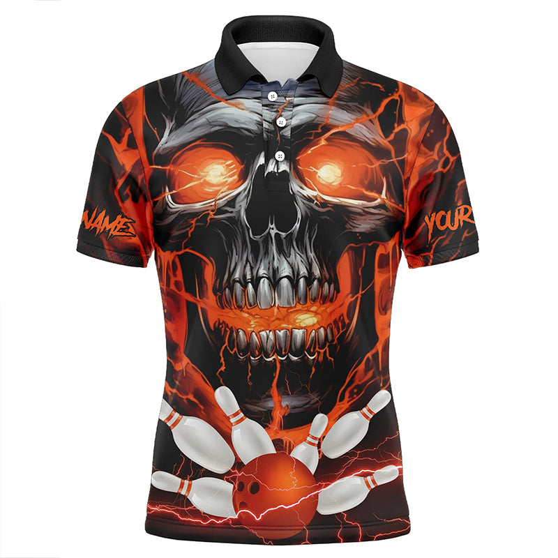 Maxcorners Thunder Lightning Skull Bowling Multicolor Option Customized Name 3D Shirt