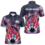 Maxcorners Custom Patriotic Bowling Polo Shirts Us Flag Bowling League Shirt Bowler Outfit