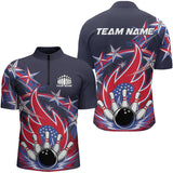 Maxcorners Custom Patriotic Bowling Polo Shirts Us Flag Bowling League Shirt Bowler Outfit