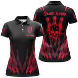 Maxcorners Custom Bowling Shirts For Men And Women, Skull Bowling Team Shirts Bowling Pin | Red