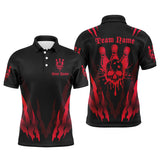 Maxcorners Custom Bowling Shirts For Men And Women, Skull Bowling Team Shirts Bowling Pin | Red