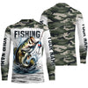 Maxcorners Bass Fishing Camo Custom Long Sleeve Fishing Shirts, Personalized Bass Fishing Jerseys LM0201