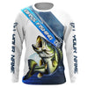 Maxcorners Largemouth Bass Fishing Custom Long Sleeve Performance Shirts, Bass Tournament Fishing Jersey | Blue LM0201