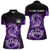 Maxcorners Black And Purple Thunder Lightning Dragon Bowling Polo Shirts For Men Bowling Jerseys