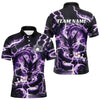 Maxcorners Custom Black And Purple Thunder Lightning Dragon Bowling Team Polo Shirts For Men Bowler Shirt