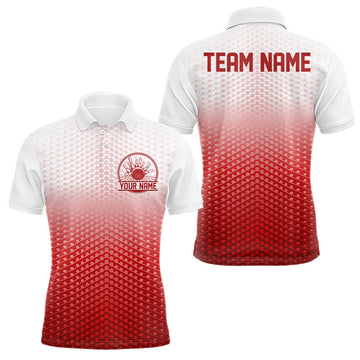 Maxcorners Custom Name Red Bowling Jerseys For Men, Bowling League Polo Shirt Bowler Outift LM0602