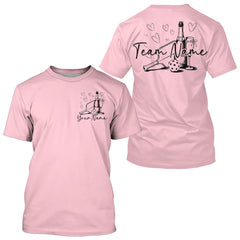 Maxcorners Custom Pink Pickleball T-Shirts For Men, Pickleball And Wine Lovers Uniform LM0803