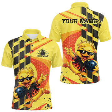 Maxcorners Custom Funny Thug Life Bowling Duck Men Polo Team Shirt, Duck Bowling Jerseys LM1307