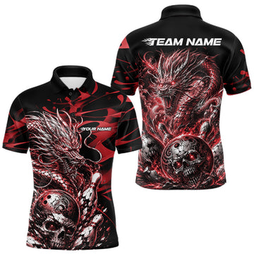Maxcorners Red Custom Mytical Energy Dragon Bowling Team Shirts For Men, Women And Kid, Flame Bowling Tournament Jerseys