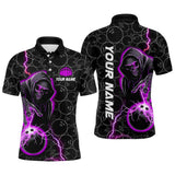 Max Corner Bowling and Pins Strike Bowling Skull Reaper Lightning Bowling Ball Pattern Multicolored Bowling jerseys Custom Name And Team 3D Polo Shirt