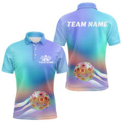 Maxcorners Custom Holographic Gradient Pickleball Polo Shirts For Men, Pickleball Tournament Shirt LM1307