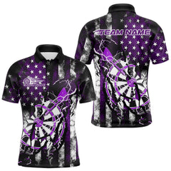 Maxcorners Custom Purple Thunder Lightning Patriotic Dart Team Polo Shirts For Men, Dart Jerseys TU1208