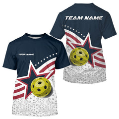 Maxcorners Custom Patriotic American Flag Pickleball T-Shirts For Men, US Flag Pickleball Jerseys 9 LM0803