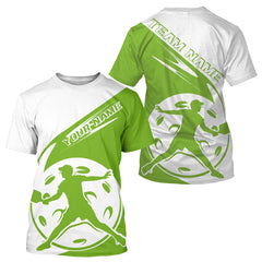 Maxcorners Custom White And Green Pickleball Jersey, Pickleballer Pickleball Player Polo Men Shirt LM2206