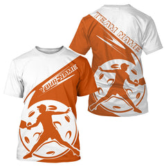 Maxcorners Custom White And Orange Pickleball Jersey, Pickleballer Pickleball Player Polo Men Shirt LM2206