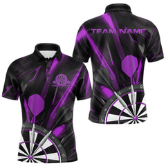 Maxcorners Custom Black And Purple Dart Jerseys, Dart Polo Shirts For Men Team Jerseys TU1208