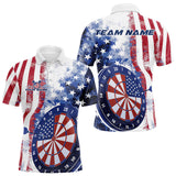 Maxcorners Custom Patriotic Dart Pulse Line Jerseys, US Flag Dartboard Team Polo Shirts For Men TU1908