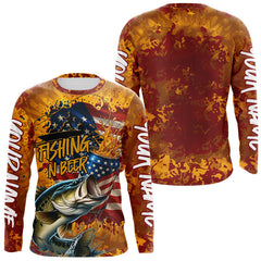 Maxcorners Custom US Flag Patriotic Largemouth Bass Fishing N Beer Long Sleeve Camo Fishing Shirts LM0607