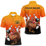 Maxcorners Custom Funny Turkey Bowling Thanksgiving Bowing Outfit Team Polo Shirts For Men 1 LM2608