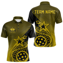 Maxxcorners Custom Yellow Pickleball Star Polo Shirts For Men, Outdoor Pickleball Team Uniform MT0307