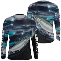 Maxcorners Custom Chinook King Salmon Fishing Saltwater Long Sleeve Performance Fishing Shirts LM0607