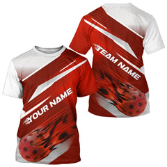 Maxxcorners Custom Red Flame Pickleball Polo Shirts For Men, Fire Pickleball Jerseys Team Uniform MT0307