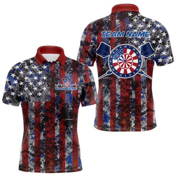 Maxcorners Custom US Flag Camo Patriotic Dart Polo Shirts For Men, Dart Jersey Dart Team Uniform TU1908