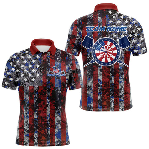 Maxcorners Custom US Flag Camo Patriotic Dart Polo Shirts For Men, Dart Jersey Dart Team Uniform TU1908