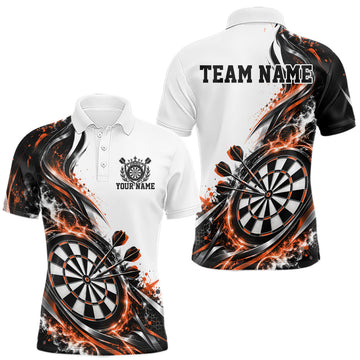 Maxcorners Custom Orange Smoke Dart Polo Shirt For Men, Dart Team Jersey Dart League Shirt
