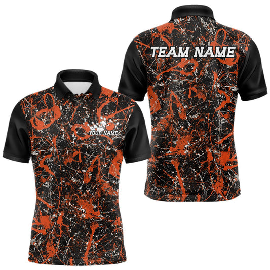 Maxcorners Yellow Custom Multi Color Splatter Camo Bowling League Team Shirts For Men, Women And Kid, Bowling Tournament Outfit