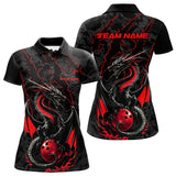 Maxcorners Custom Gray And Red Camo Dragon Claws Bowling Men Polo Shirts, Team Bowling Jerseys MT1309