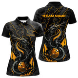Maxcorners Custom Gray And Yellow Camo Dragon Claws Bowling Men Polo Shirts, Team Bowling Jerseys MT1309