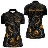Maxcorners Custom Gray And Yellow Camo Dragon Claws Bowling Men Polo Shirts, Team Bowling Jerseys MT1309