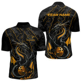 Maxcorners Custom Gray And Yellow Camo Dragon Claws Bowling Men Polo Shirts, Team Bowling Jerseys MT1309