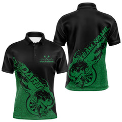 Maxcorners Custom Green Flame Skull Dartboard Dart Men Polo Shirt, Halloween Dart Team Outfit MT2709