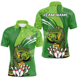 Maxcorners Custom Funny Alligator Bowling Tournament Team Jerseys, Alligator Bowling Men Polo Shirt TU2309